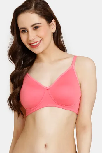 Buy Rosaline Everyday Double Layered Non Wired 3/4th Coverage T-Shirt Bra - Pink Lemonade